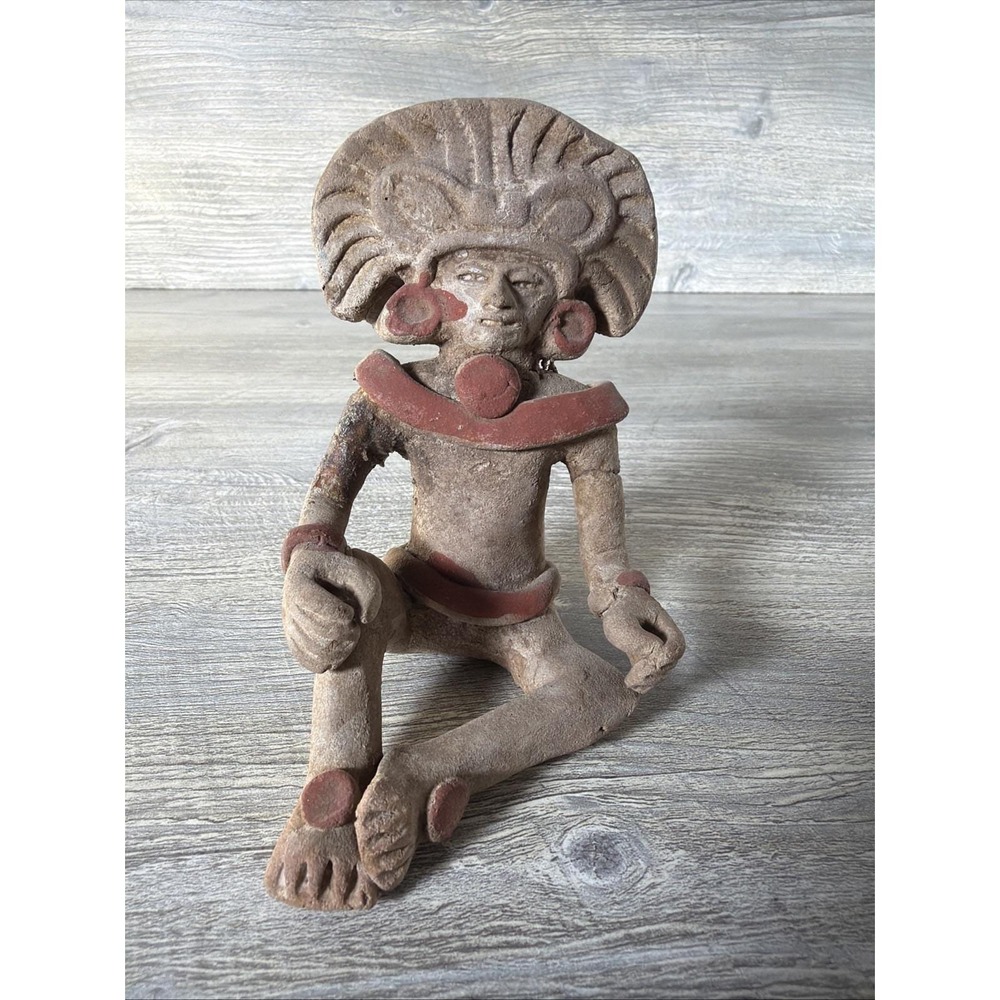 Mayan Aztec Inca Art Clay Terracotta Figurine Sculpture Mexico 4" Tall ****Read